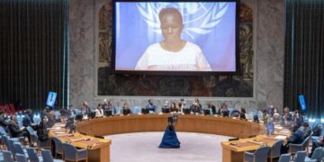 Bintou keita faisant son briefing devant le Conseil de sécurité de l'ONU